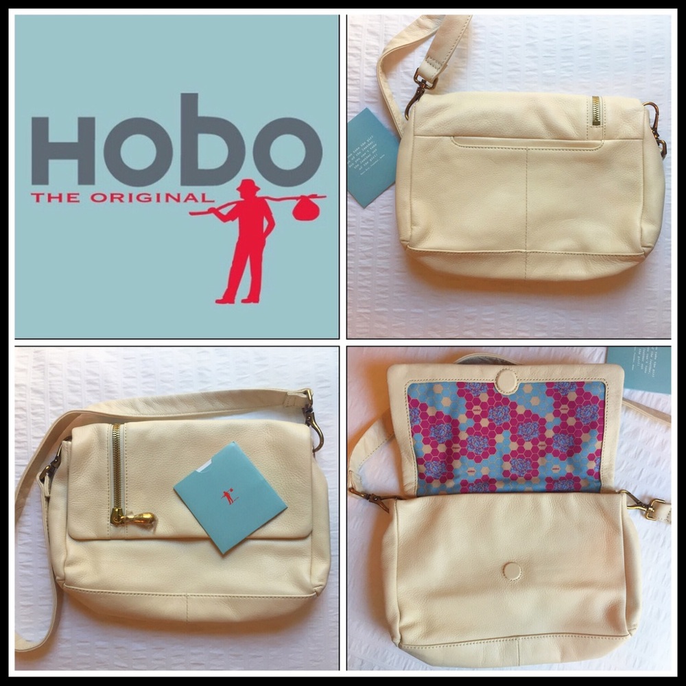 HOBO Shoulder Bag in Soft Ivory Leather. NEW.